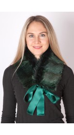 Green fox fur collar-neck warmer